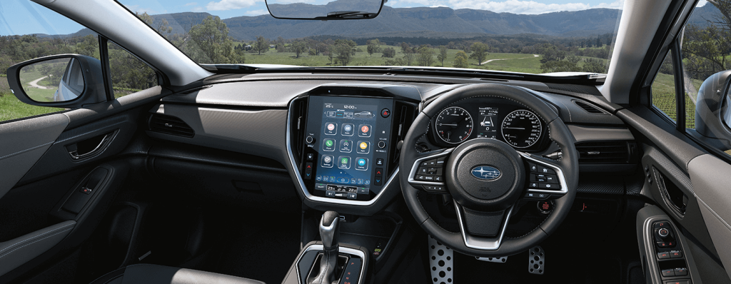 Subaru car interior with a large touchscreen display