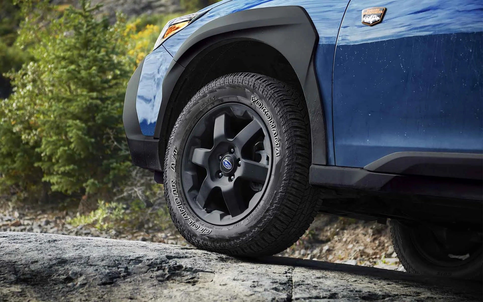 Subaru Outback Wilderness off-road wheel detail.