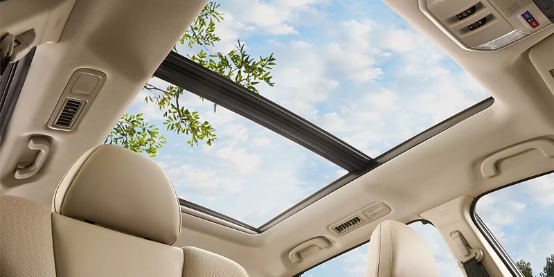 Subaru Ascent panoramic sunroof interior view.