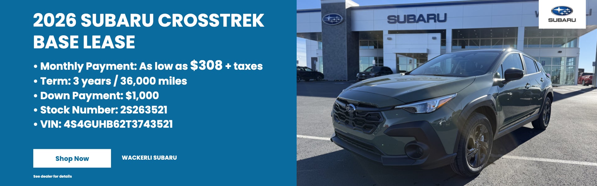 2026 Subaru Crosstrek Base Lease