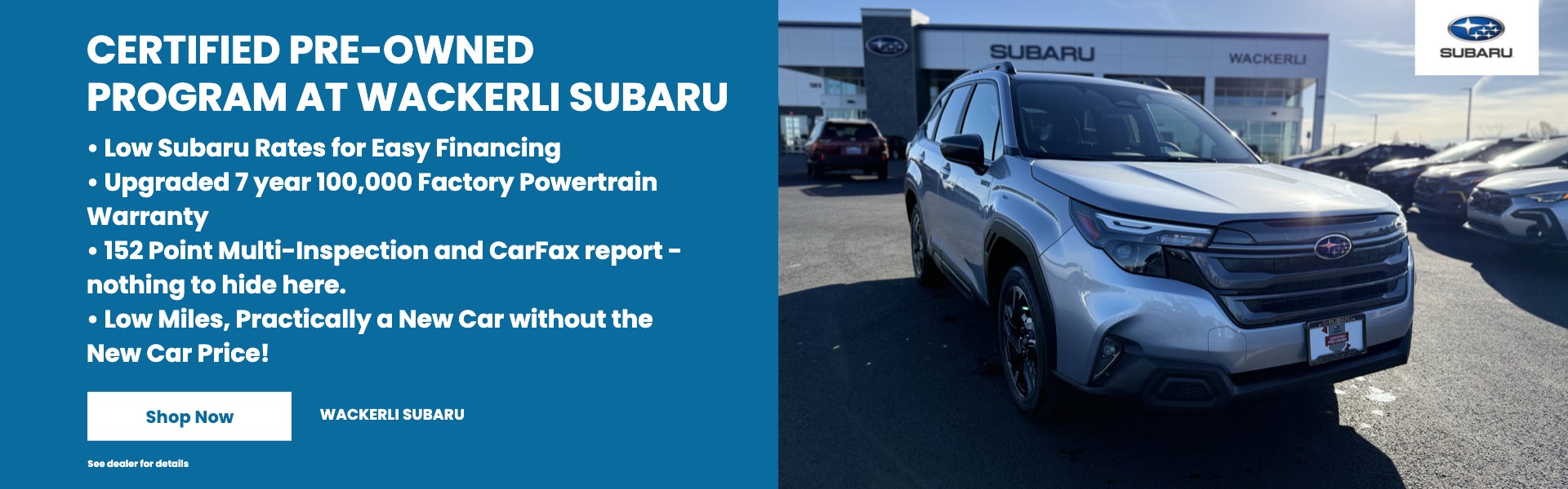 Certified Pre-Owned Program at Wackerli Subaru
